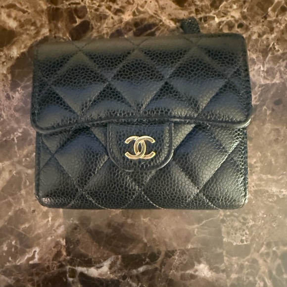 CHANEL Handbags - CHANEL Black classic caviar quilted wallet with gold hardware